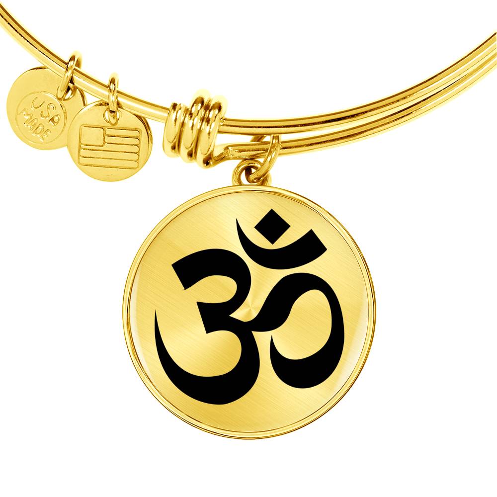 Om Symbol - 18k Gold Finished Bangle Bracelet