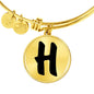 Initial H v1b - 18k Gold Finished Bangle Bracelet