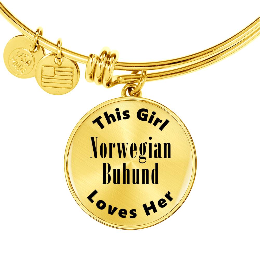 Norwegian Buhund - 18k Gold Finished Bangle Bracelet