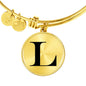 Initial L v1a - 18k Gold Finished Bangle Bracelet
