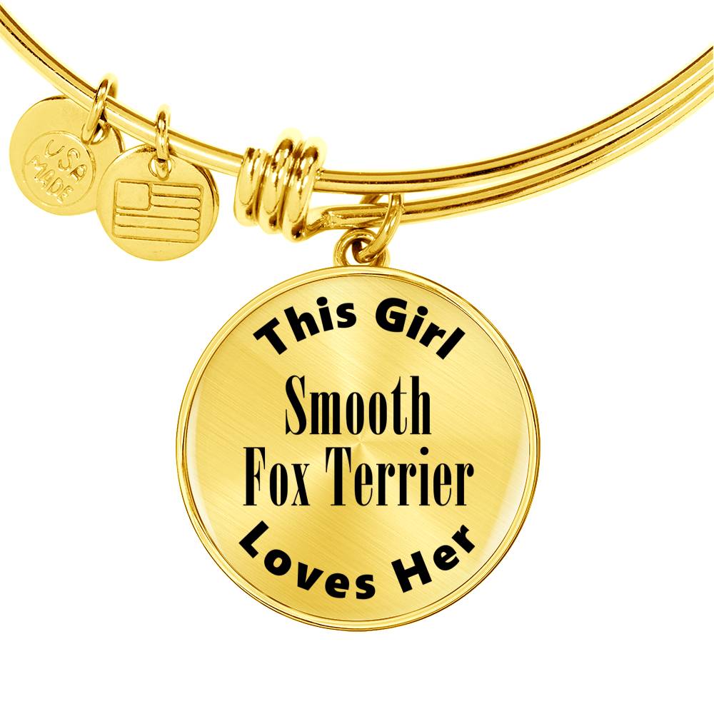 Smooth Fox Terrier - 18k Gold Finished Bangle Bracelet