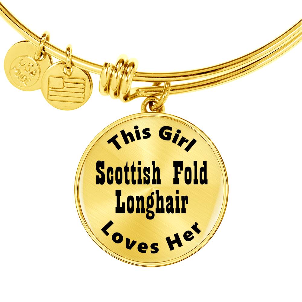 Scottish Fold Longhair v2 - 18k Gold Finished Bangle Bracelet