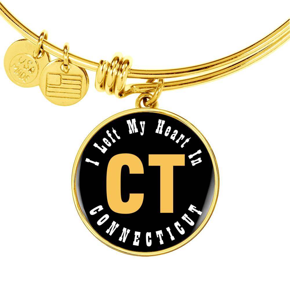 Heart In Connecticut - 18k Gold Finished Bangle Bracelet