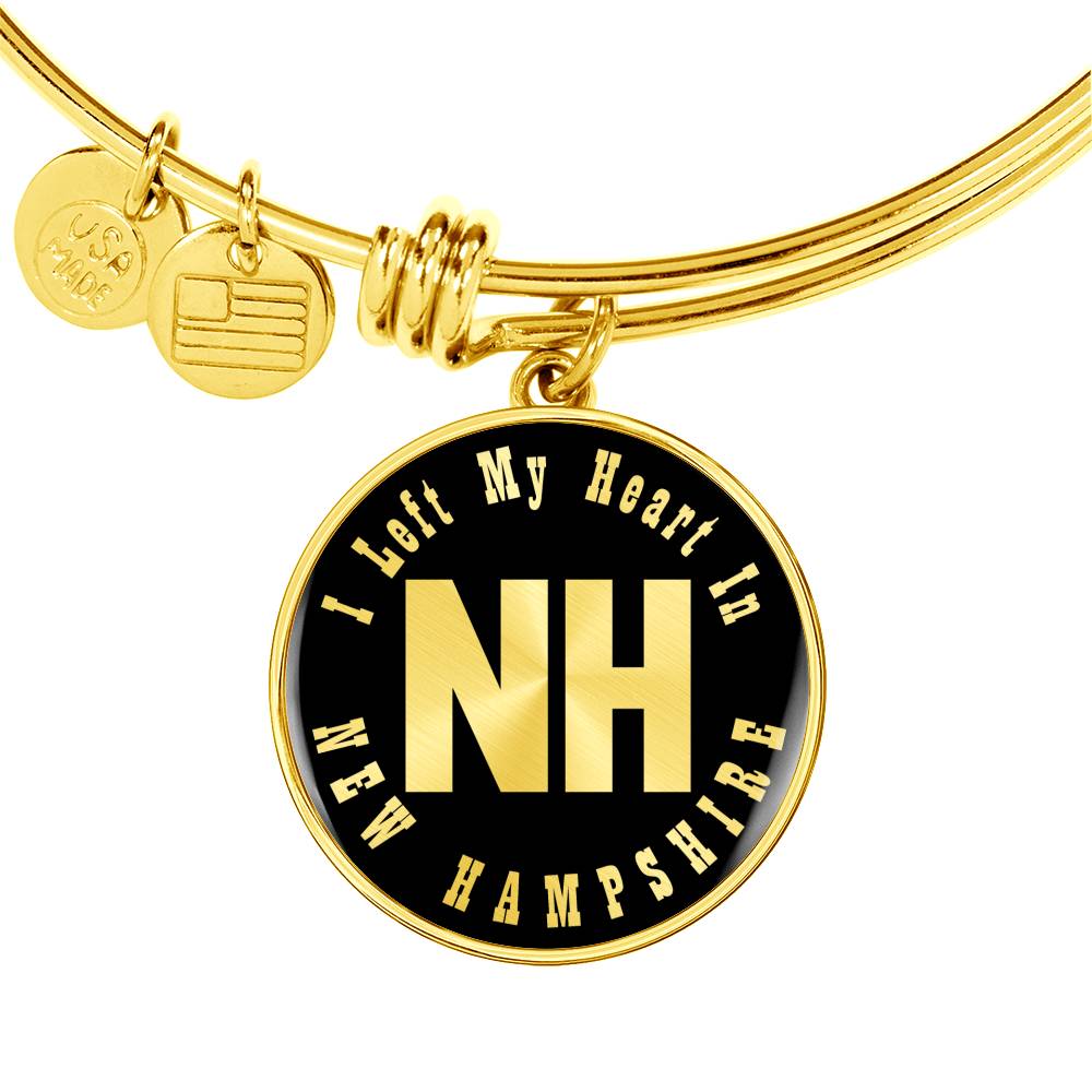 Heart In New Hampshire v02 - 18k Gold Finished Bangle Bracelet