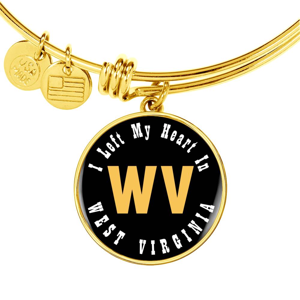 Heart In West Virginia - 18k Gold Finished Bangle Bracelet