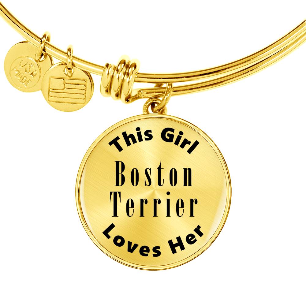 Boston Terrier v2 - 18k Gold Finished Bangle Bracelet