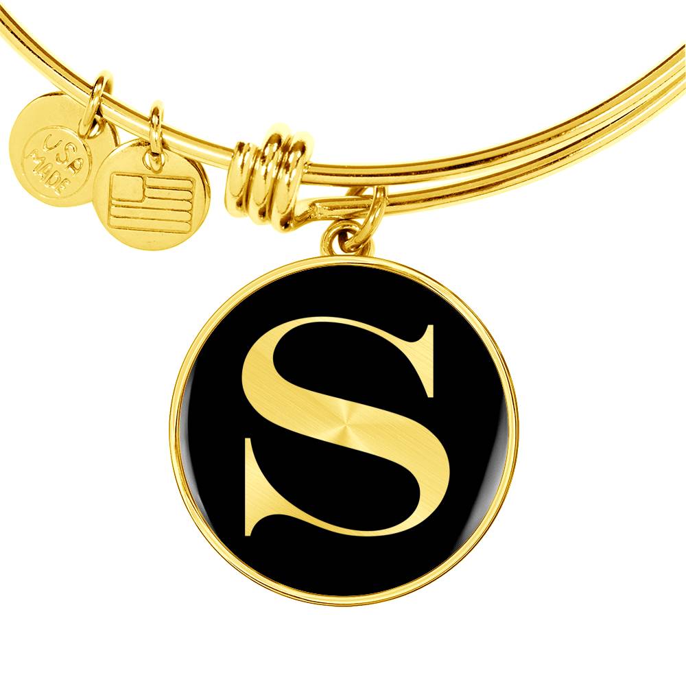 Initial S v2a - 18k Gold Finished Bangle Bracelet