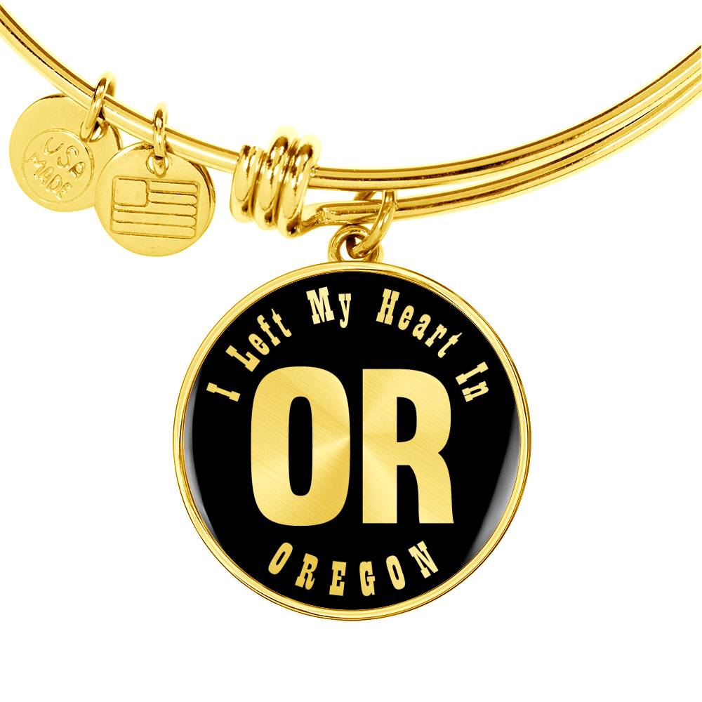 Heart In Oregon v02 - 18k Gold Finished Bangle Bracelet