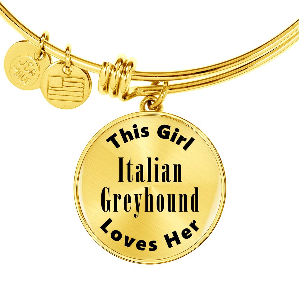 Italian Greyhound - 18k Gold Finished Bangle Bracelet