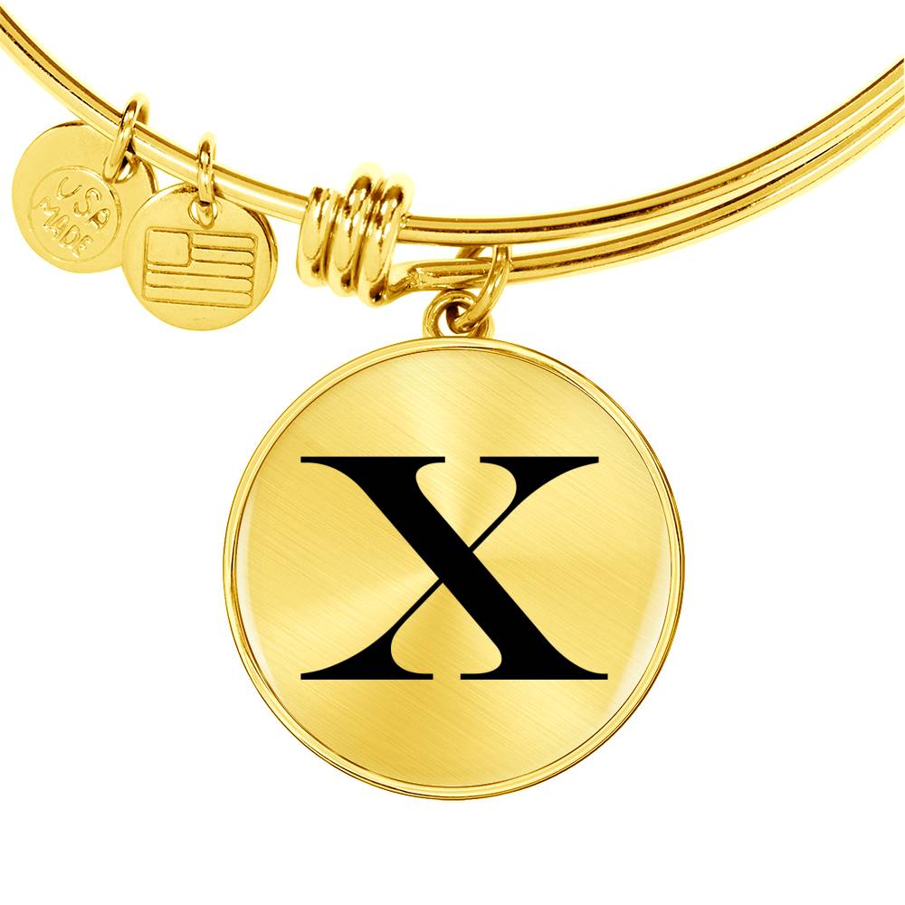 Initial X v1a - 18k Gold Finished Bangle Bracelet
