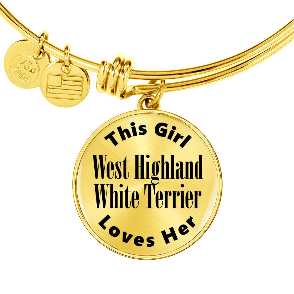 West Highland White Terrier - 18k Gold Finished Bangle Bracelet