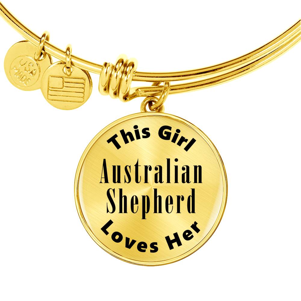 Australian Shepherd v2 - 18k Gold Finished Bangle Bracelet
