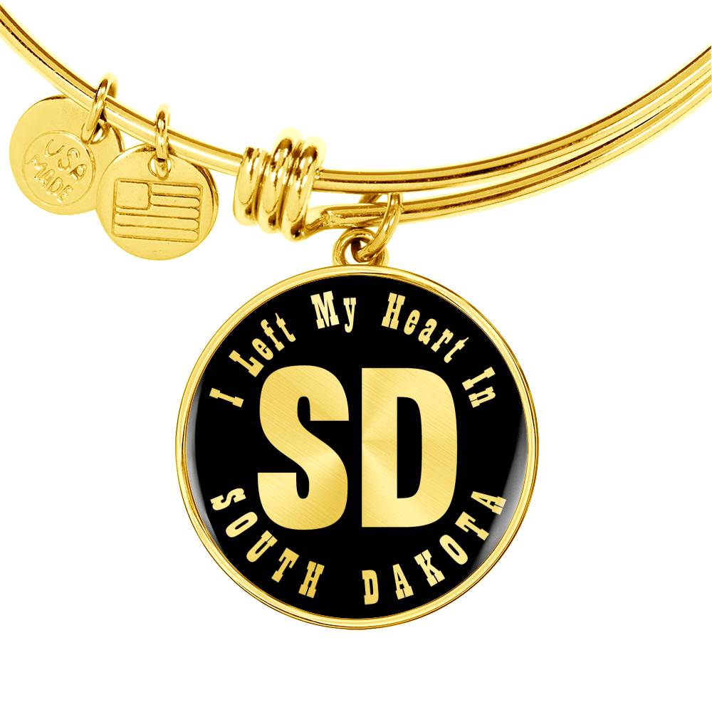 Heart In South Dakota v02 - 18k Gold Finished Bangle Bracelet