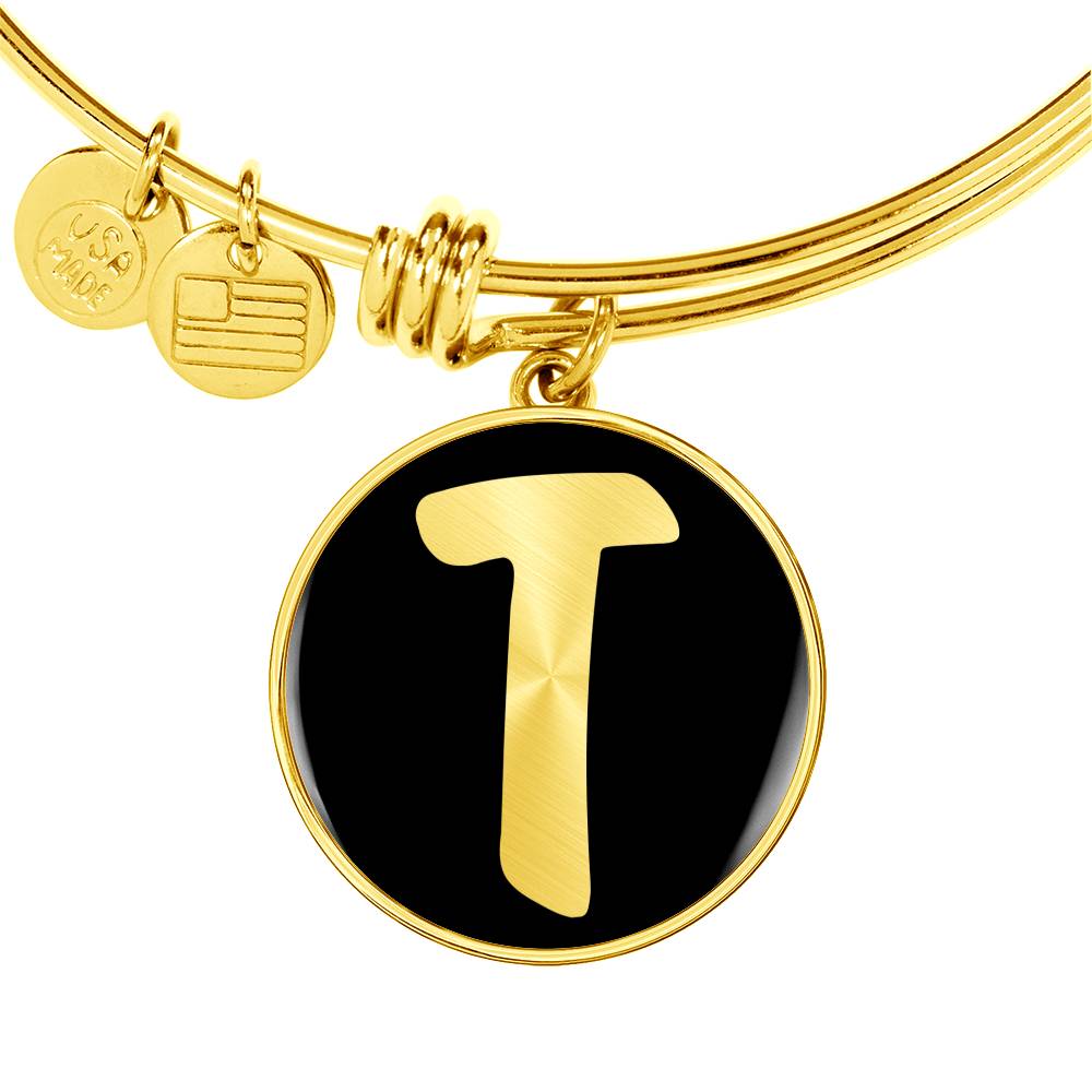Initial T v2b - 18k Gold Finished Bangle Bracelet