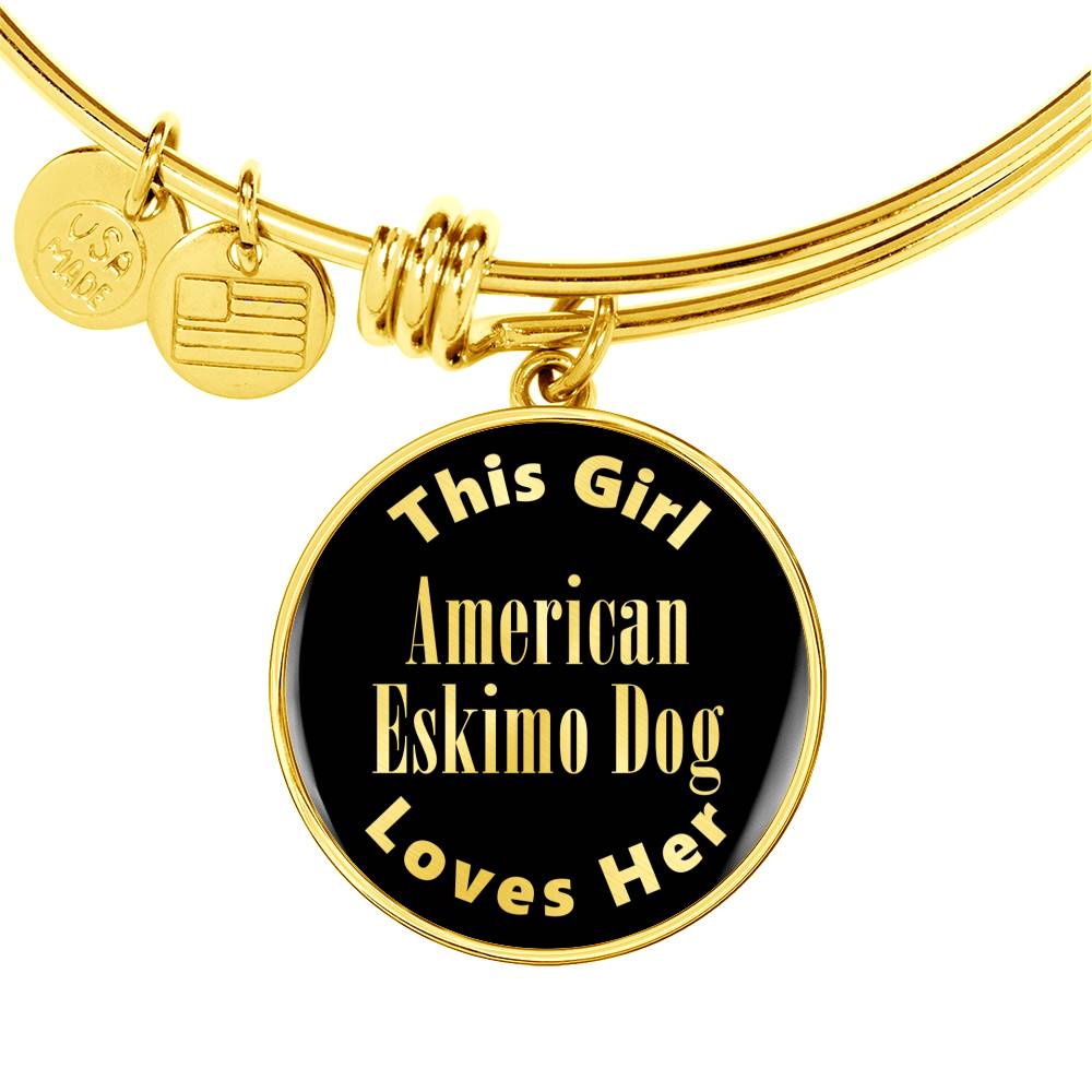 American Eskimo Dog v2 - 18k Gold Finished Bangle Bracelet