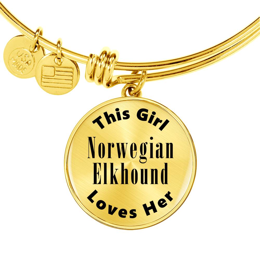 Norwegian Elkhound - 18k Gold Finished Bangle Bracelet