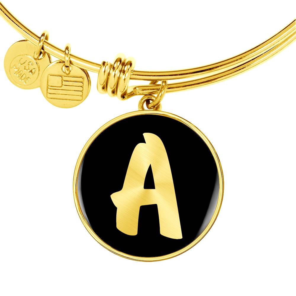 Initial A v2b - 18k Gold Finished Bangle Bracelet