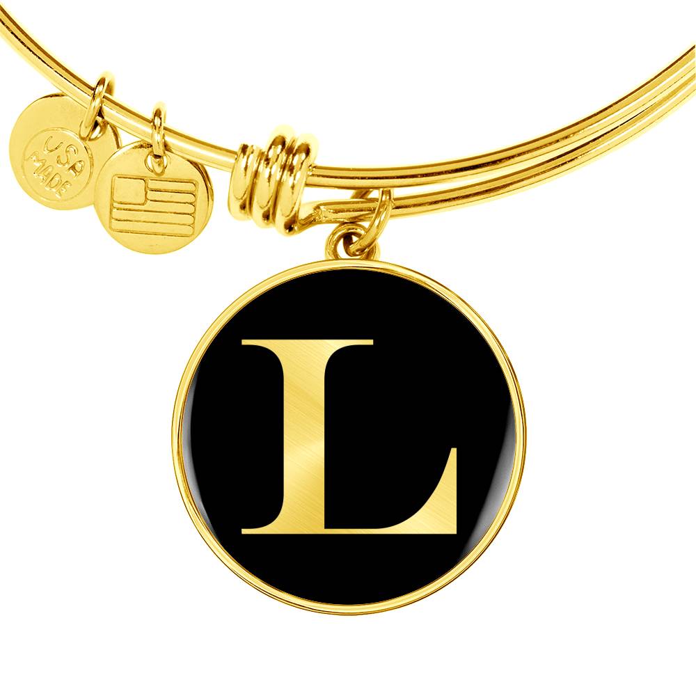 Initial L v2a - 18k Gold Finished Bangle Bracelet