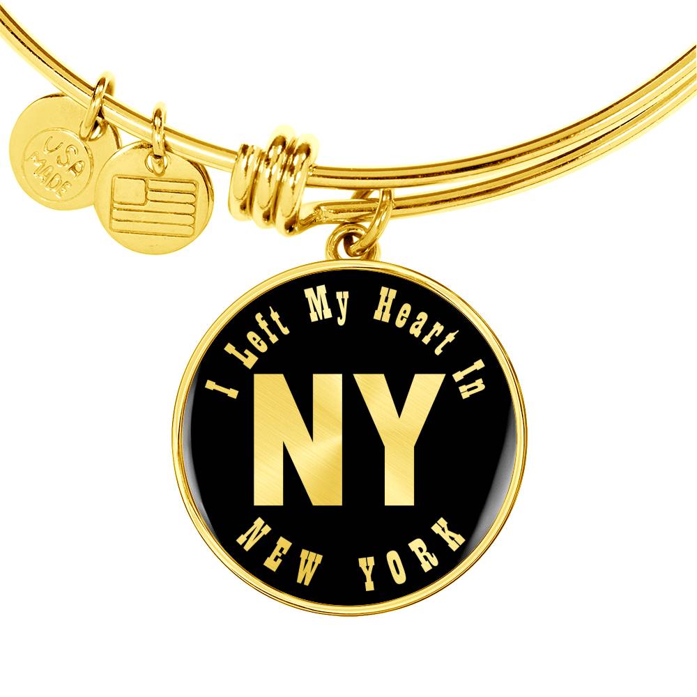 Heart In New York v02 - 18k Gold Finished Bangle Bracelet