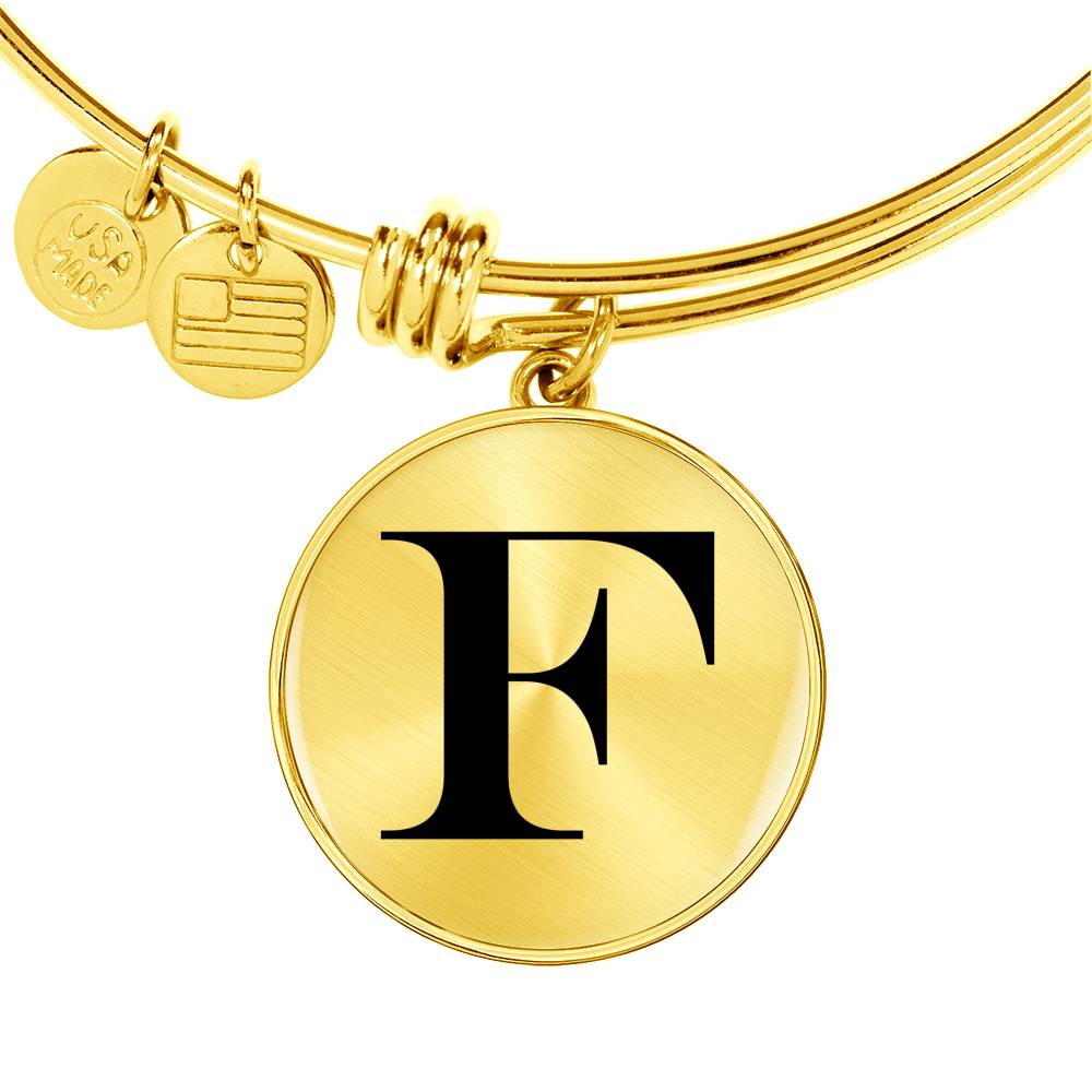 Initial F v1a - 18k Gold Finished Bangle Bracelet
