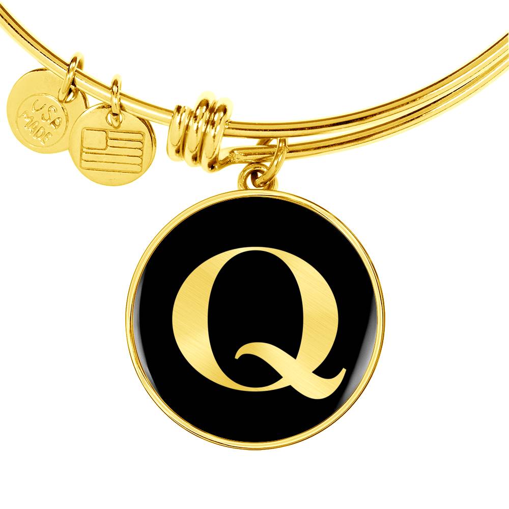 Initial Q v2a - 18k Gold Finished Bangle Bracelet