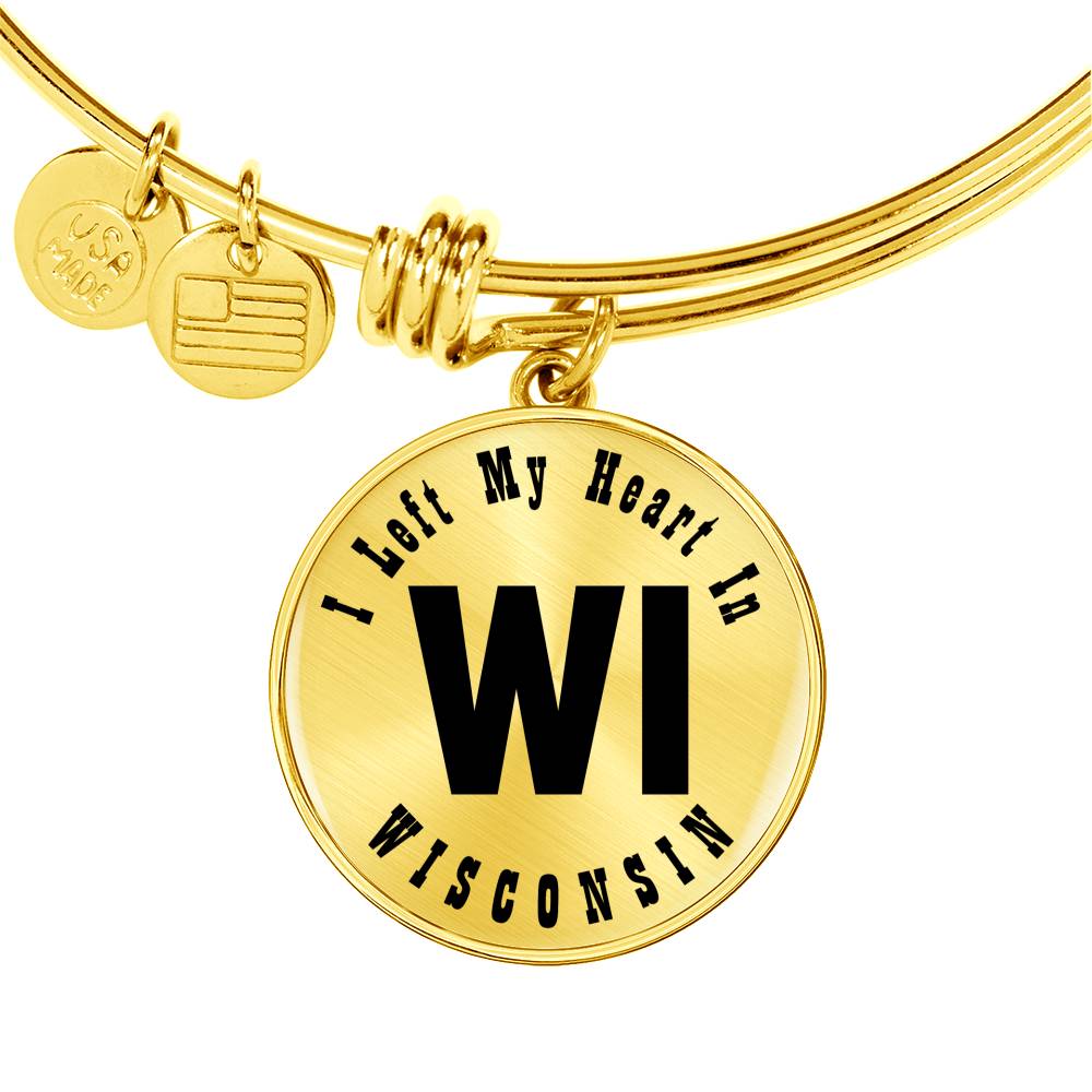 Heart In Wisconsin v01 - 18k Gold Finished Bangle Bracelet