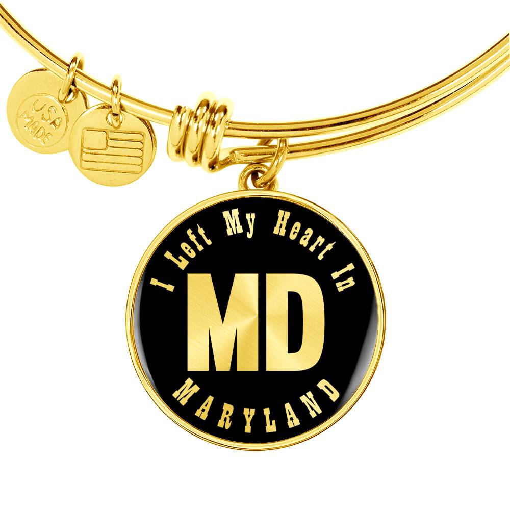 Heart In Maryland v02 - 18k Gold Finished Bangle Bracelet