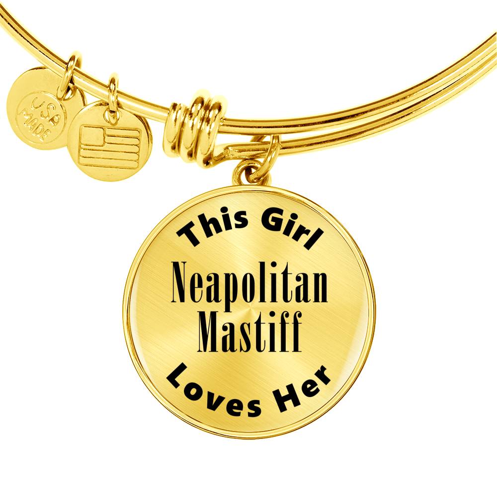 Neapolitan Mastiff - 18k Gold Finished Bangle Bracelet