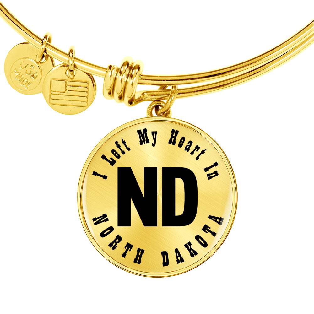 Heart In North Dakota v01 - 18k Gold Finished Bangle Bracelet