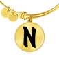 Initial N v1b - 18k Gold Finished Bangle Bracelet