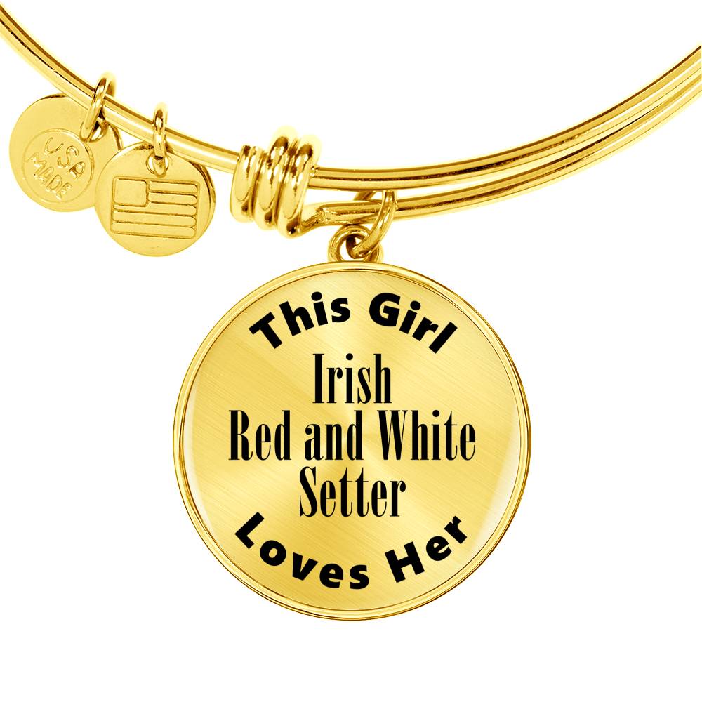 Irish Red and White Setter - 18k Gold Finished Bangle Bracelet