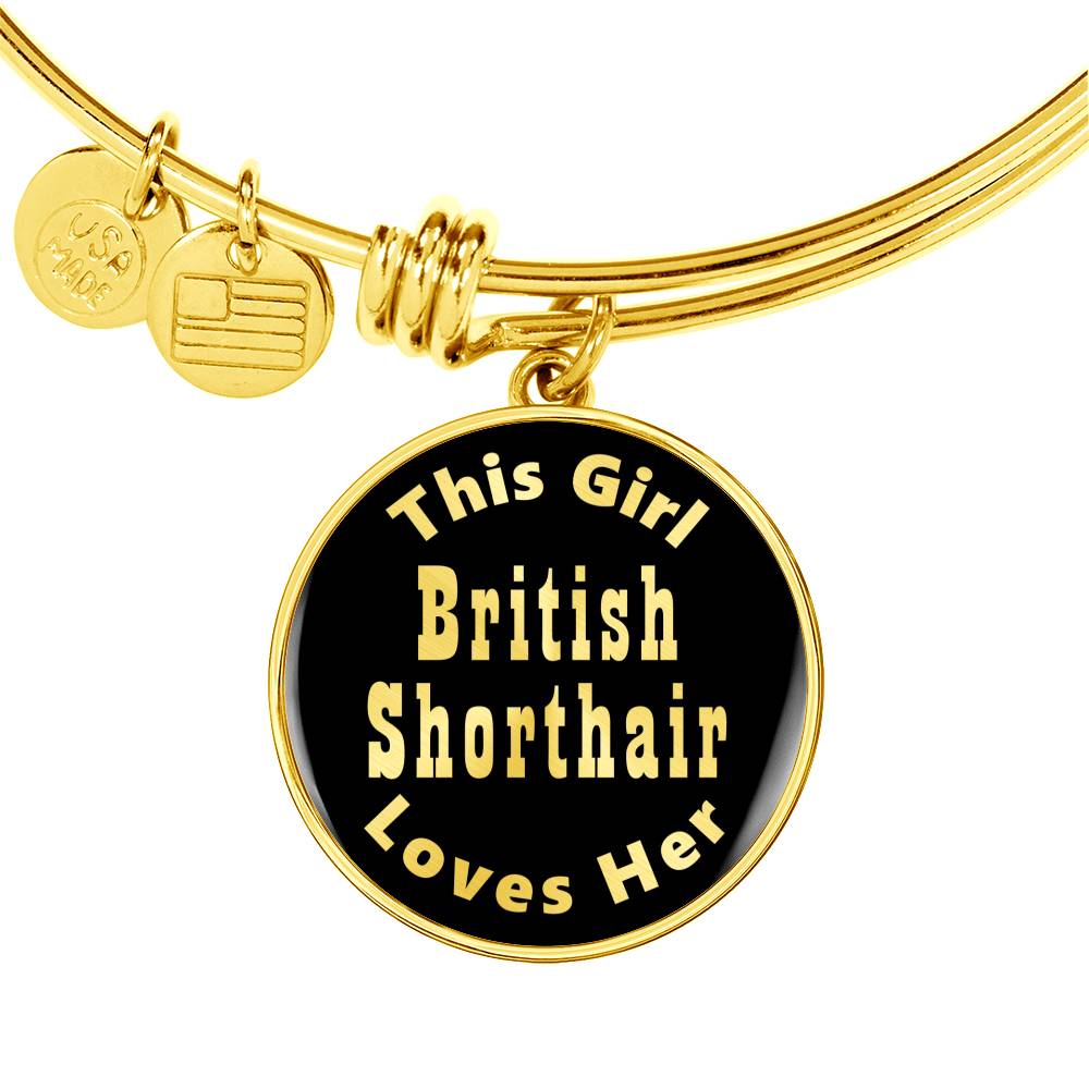 British Shorthair - 18k Gold Finished Bangle Bracelet