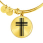 Stylized Cross - 18k Gold Finished Bangle Bracelet