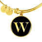 Initial W v2a - 18k Gold Finished Bangle Bracelet