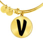 Initial V v1b - 18k Gold Finished Bangle Bracelet