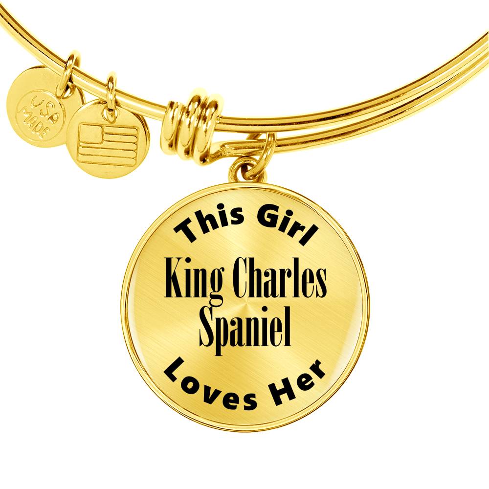 King Charles Spaniel - 18k Gold Finished Bangle Bracelet