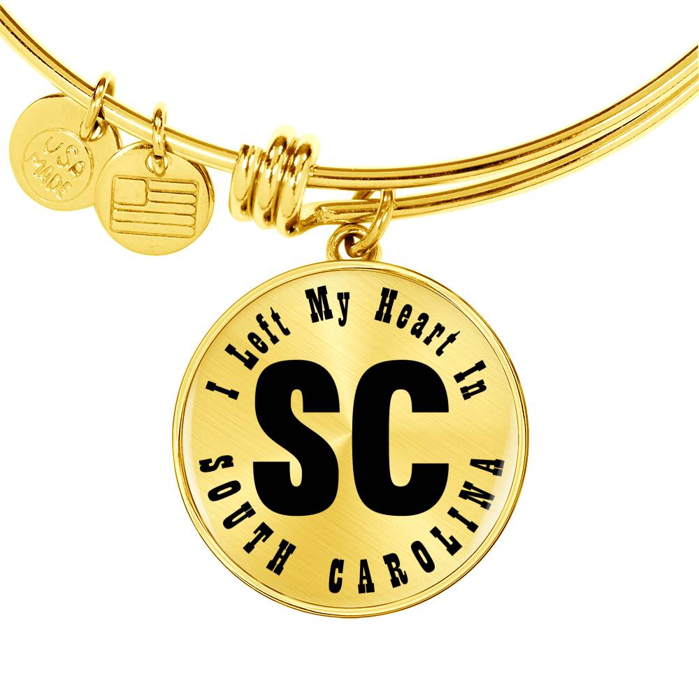 Heart In South Carolina v01 - 18k Gold Finished Bangle Bracelet