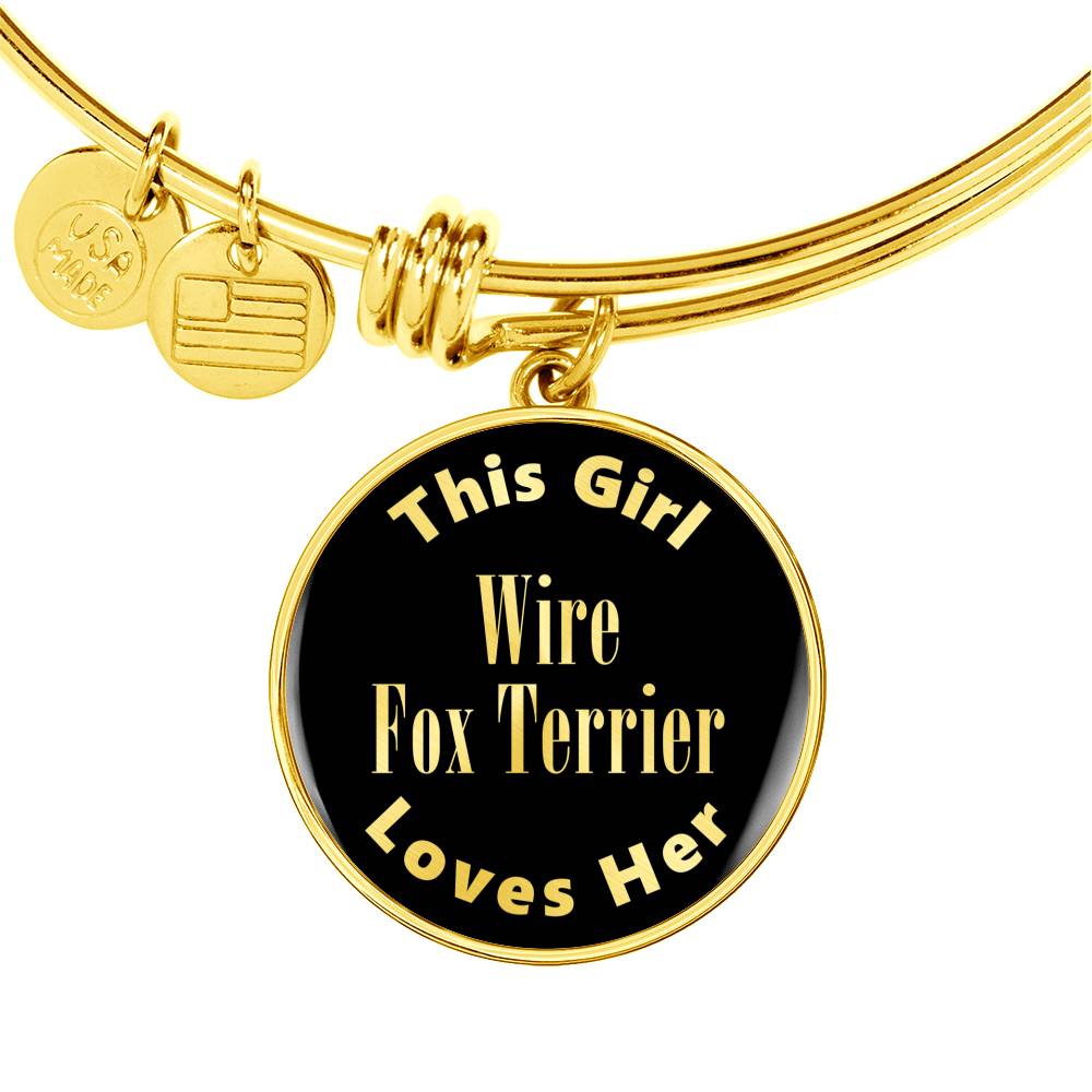 Wire Fox Terrier v2 - 18k Gold Finished Bangle Bracelet