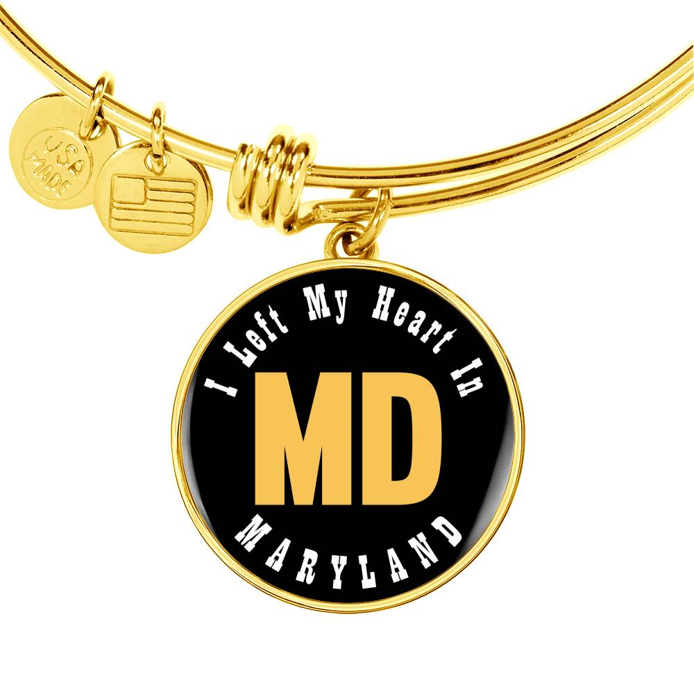Heart In Maryland - 18k Gold Finished Bangle Bracelet