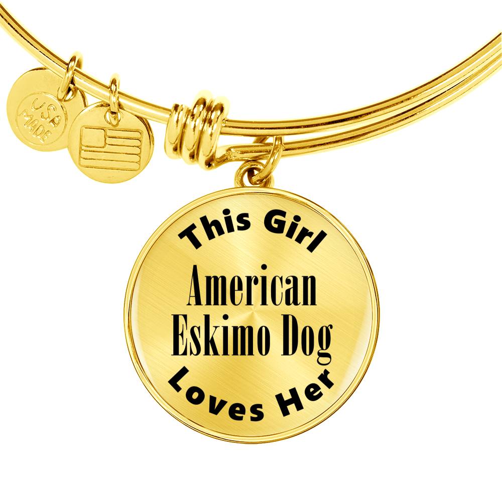 American Eskimo Dog - 18k Gold Finished Bangle Bracelet
