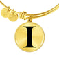Initial I v1a - 18k Gold Finished Bangle Bracelet