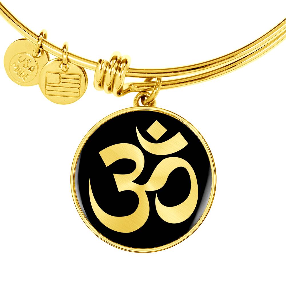 Om Symbol v2 - 18k Gold Finished Bangle Bracelet