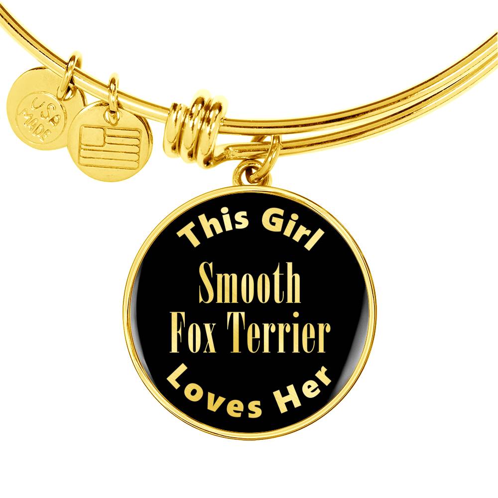Smooth Fox Terrier v2 - 18k Gold Finished Bangle Bracelet