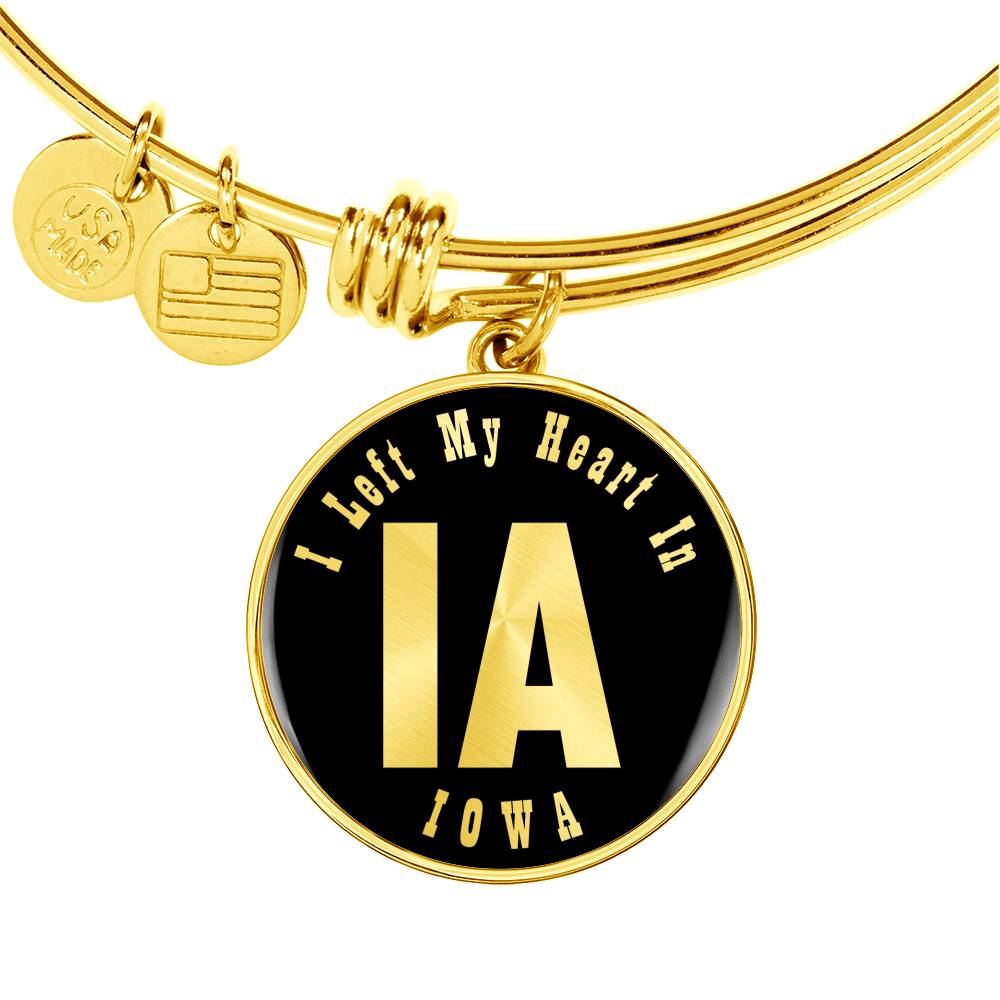 Heart In Iowa v02 - 18k Gold Finished Bangle Bracelet