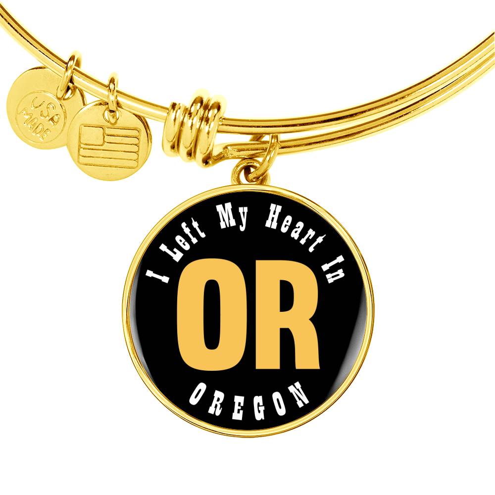 Heart In Oregon - 18k Gold Finished Bangle Bracelet