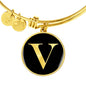 Initial V v2a - 18k Gold Finished Bangle Bracelet