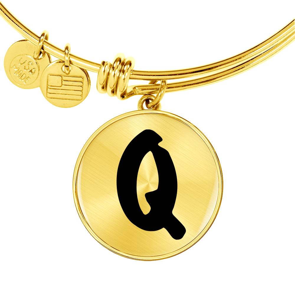 Initial Q v1b - 18k Gold Finished Bangle Bracelet