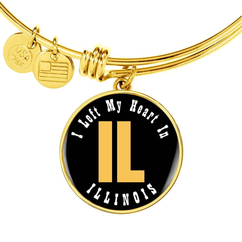 Heart In Illinois - 18k Gold Finished Bangle Bracelet
