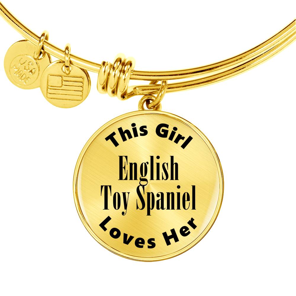 English Toy Spaniel - 18k Gold Finished Bangle Bracelet