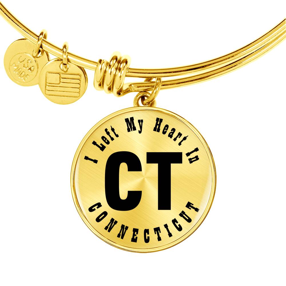 Heart In Connecticut v01 - 18k Gold Finished Bangle Bracelet